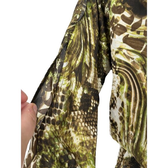 Chico's Women's Animal Print Embellished Elastic Waist Blouse Size 0 US S - Picture 4 of 10